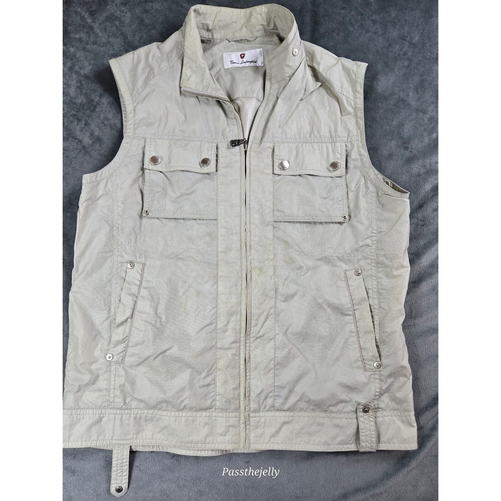 Vtg Tonio Lamborghini Vest Mens Large Safari Hiking Racing Formula 1 Pockets‎